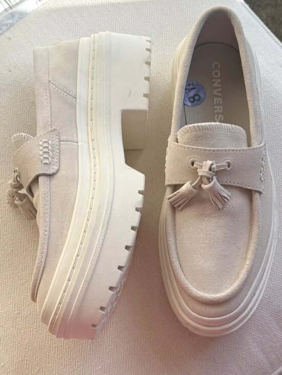 Converse Shoes - Converse Chuck Taylor All Star Lugged Heel Loafer Suede Tassel Beige 8.5 New